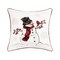 Christmas Snowman & Red Cardinal Bird Embroidered Accent Throw Pillow 18" x 18"